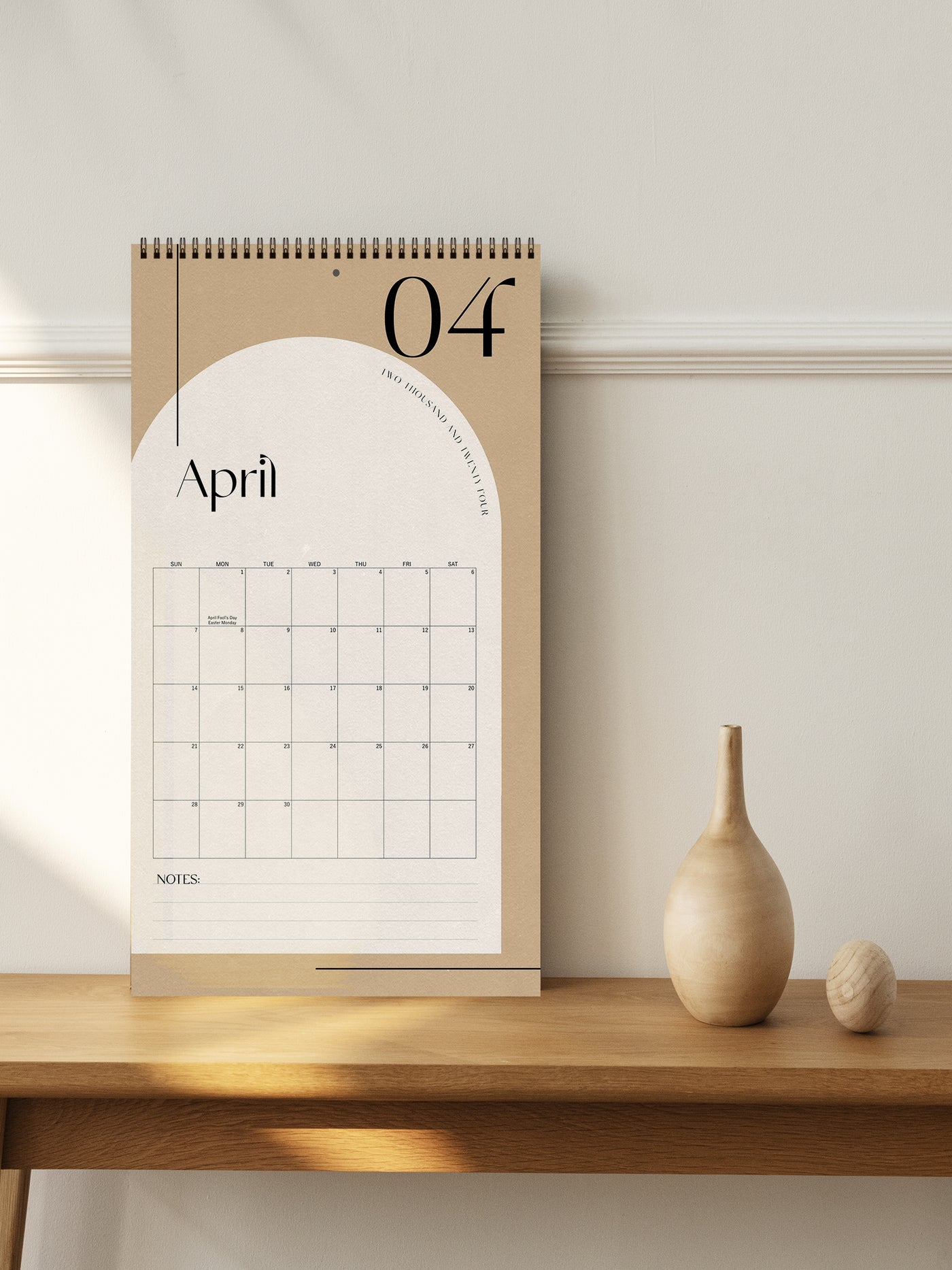 2024 Wall Calendar, Minimalist Arch