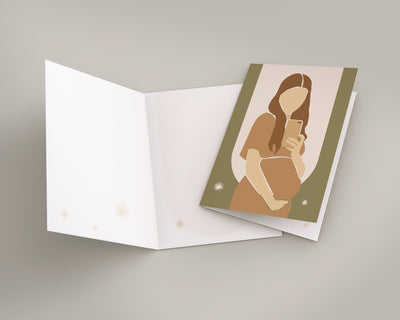 , New Mom Birthday Card, A7 Blank boho congratulations greeting cards, Thinking of you card