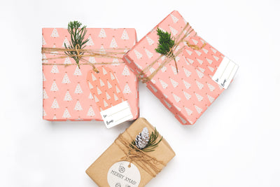 Wrapping paper, Boho holiday pattern, Xmas gift wrap sheets, Secret Santa wrapping paper rolls, Christmas wrapping paper for corporate gifts