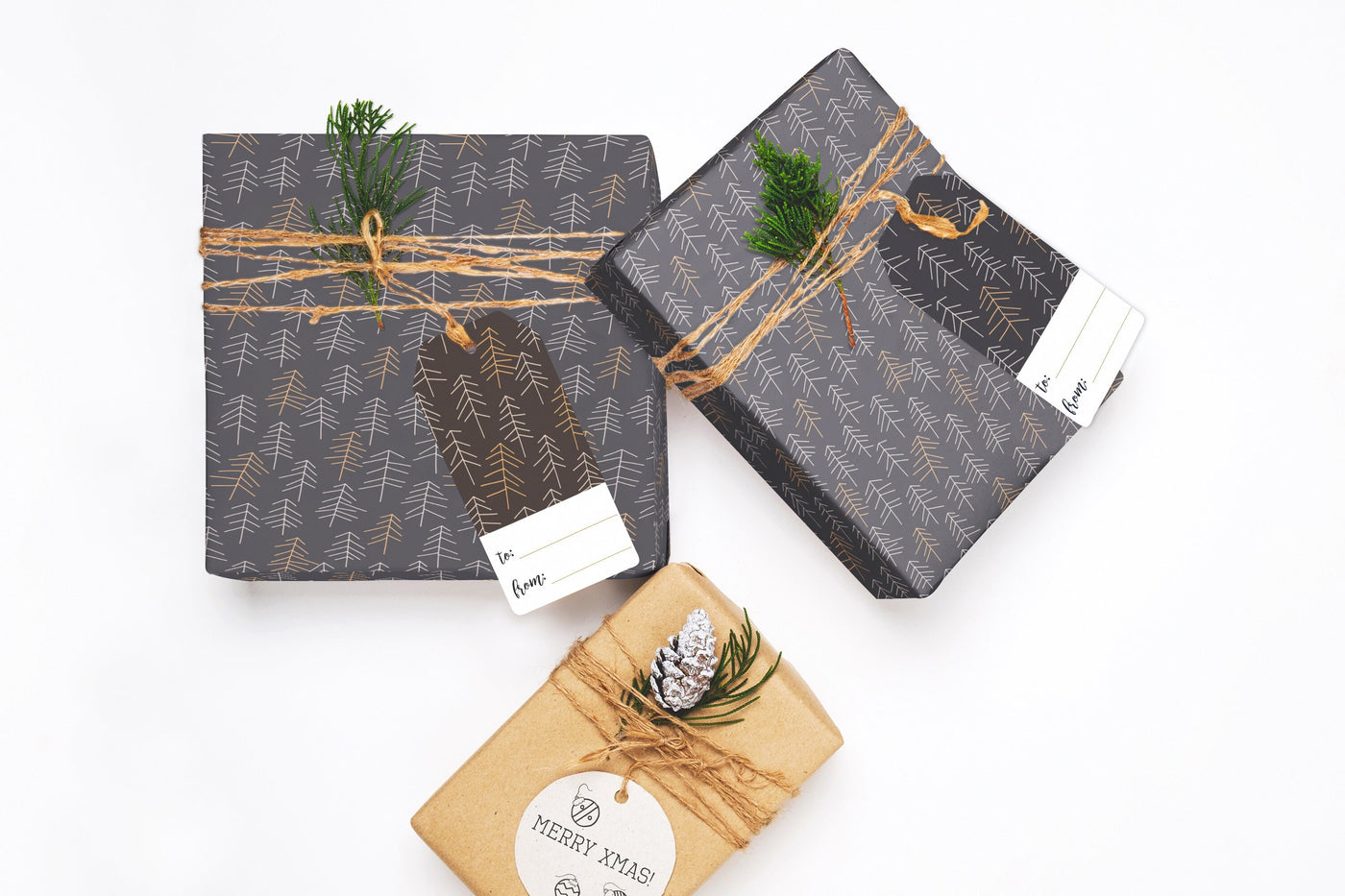 Gift Wrap, Navy Forest