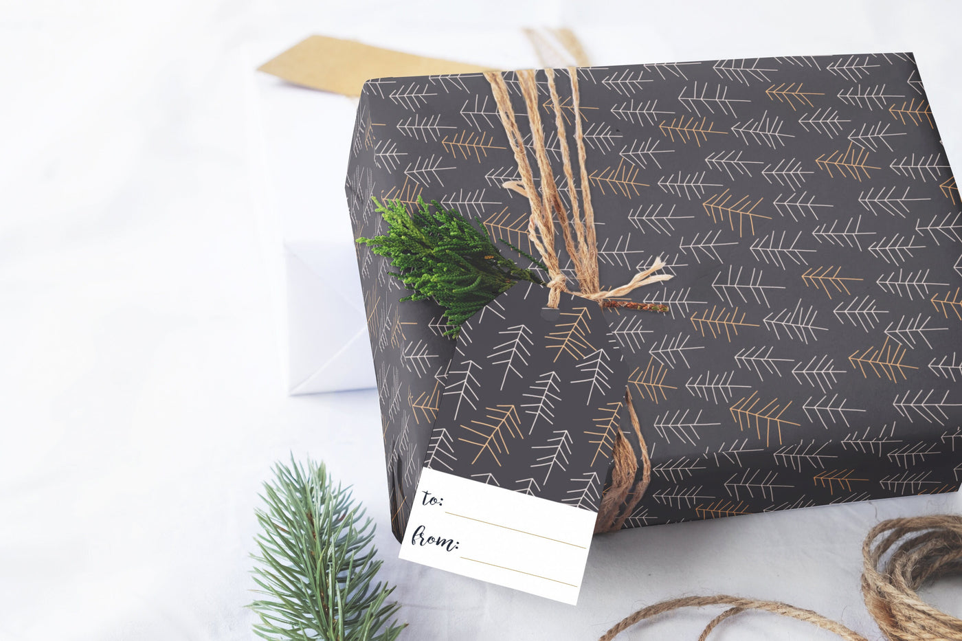 Gift Wrap, Navy Forest