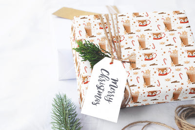 Wrapping Paper - Gift wrap sheets with fun boho reindeer design - Holiday wrapping paper your Xmas gifts, Christmas Gifts, Best friend gifts
