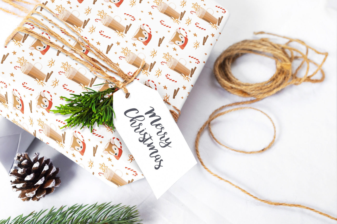 Wrapping Paper - Gift wrap sheets with fun boho reindeer design - Holiday wrapping paper your Xmas gifts, Christmas Gifts, Best friend gifts