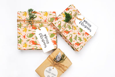 Christmas wrapping paper, Gift wrap sheets with fun boho pattern design, Holiday wrapping paper your Xmas gifts, Gifts, wps0097