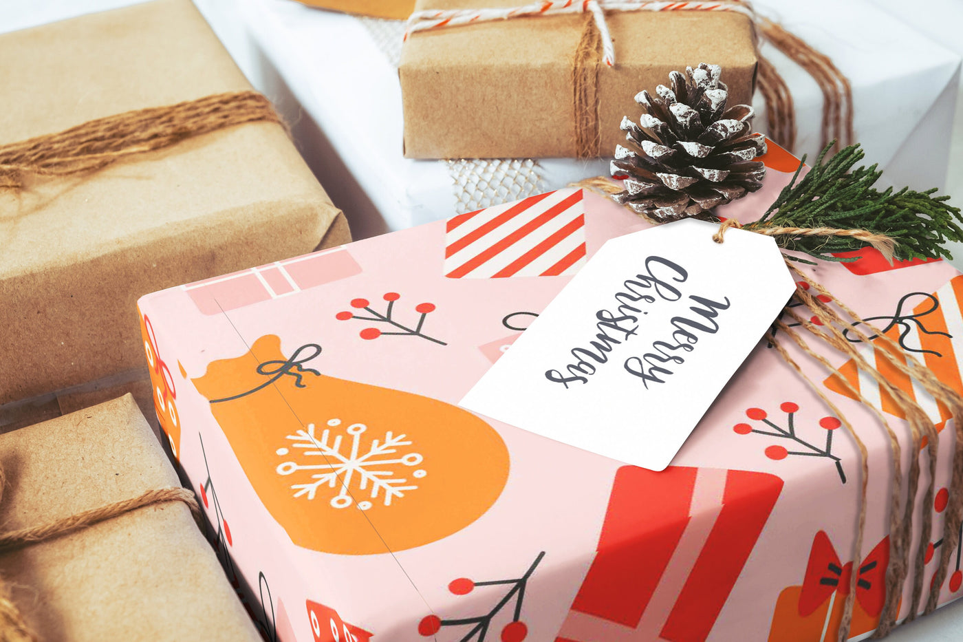 Christmas wrapping paper - Gift wrap sheets with fun boho pattern design - Holiday wrapping paper your Xmas gifts, Gifts, Best friend gifts