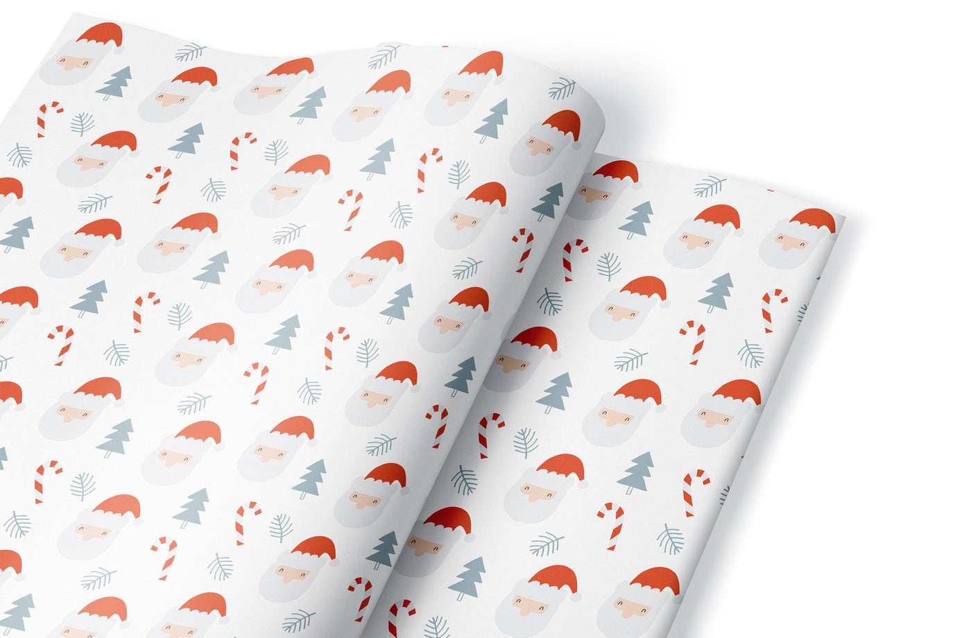 Wrapping paper, Boho holiday pattern, Xmas gift wrap sheets, Santa Christmas wrap, Candy cane paper rolls for corporate gifts, wps0158