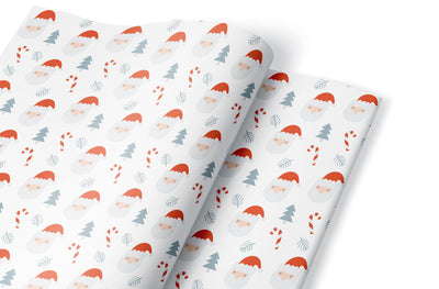 Wrapping paper, Boho holiday pattern, Xmas gift wrap sheets, Santa Christmas wrap, Candy cane paper rolls for corporate gifts, wps0158