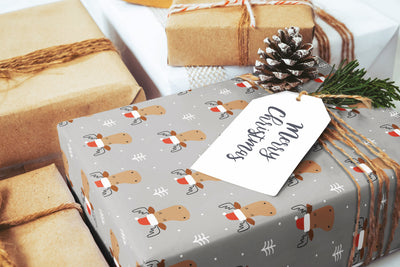 Wrapping paper, Boho holiday pattern, Xmas gift wrap sheets, Santa Christmas wrap, Wrapping paper rolls for corporate gifts, wps0162