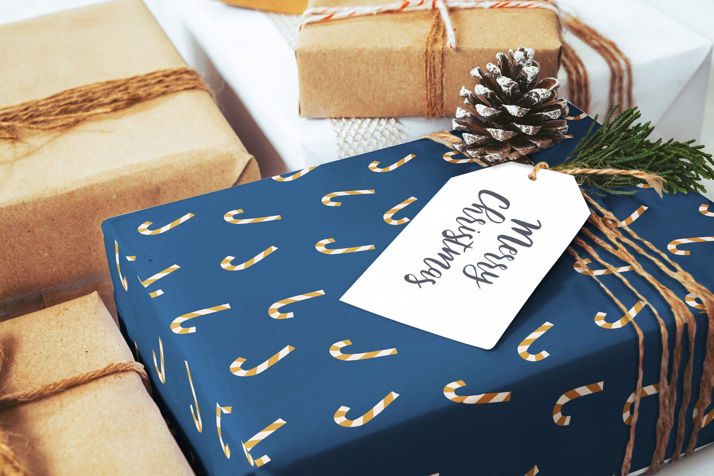 Wrapping paper, Boho holiday pattern, Xmas gift wrap sheets, Candy Cane Christmas wrap, Wrapping paper rolls for corporate gifts, wps0142