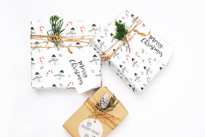 Wrapping paper, Boho holiday pattern, Xmas gift wrap sheets, Snowman Christmas wrap, Wrapping paper rolls for corporate gifts, wps0145