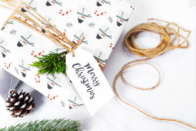 Wrapping paper, Boho holiday pattern, Xmas gift wrap sheets, Snowman Christmas wrap, Wrapping paper rolls for corporate gifts, wps0145