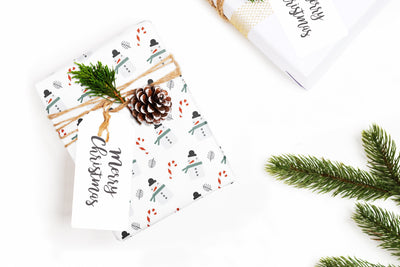 Wrapping paper, Boho holiday pattern, Xmas gift wrap sheets, Snowman Christmas wrap, Wrapping paper rolls for corporate gifts, wps0145