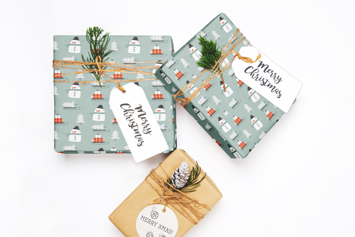 Wrapping paper, Boho holiday pattern, Xmas gift wrap sheets, Snowman Christmas wrap, Wrapping paper rolls for corporate gifts, wps0152
