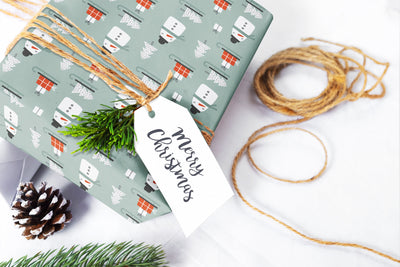Wrapping paper, Boho holiday pattern, Xmas gift wrap sheets, Snowman Christmas wrap, Wrapping paper rolls for corporate gifts, wps0152