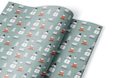 Wrapping paper, Boho holiday pattern, Xmas gift wrap sheets, Snowman Christmas wrap, Wrapping paper rolls for corporate gifts, wps0152
