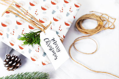 Wrapping paper, Boho holiday pattern, Xmas gift wrap sheets, Santa Christmas wrap, Candy cane paper rolls for corporate gifts, wps0158