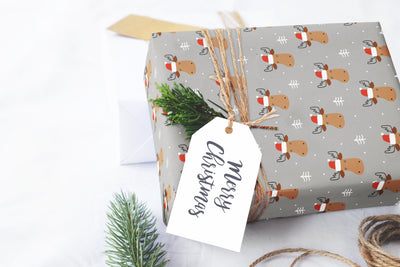 Wrapping paper, Boho holiday pattern, Xmas gift wrap sheets, Santa Christmas wrap, Wrapping paper rolls for corporate gifts, wps0162