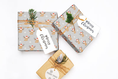 Wrapping paper, Boho holiday pattern, Xmas gift wrap sheets, Santa Christmas wrap, Wrapping paper rolls for corporate gifts, wps0162