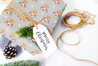 Wrapping paper, Boho holiday pattern, Xmas gift wrap sheets, Santa Christmas wrap, Wrapping paper rolls for corporate gifts, wps0162