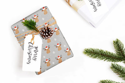 Wrapping paper, Boho holiday pattern, Xmas gift wrap sheets, Santa Christmas wrap, Wrapping paper rolls for corporate gifts, wps0162
