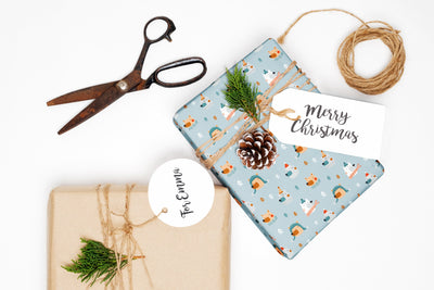 Christmas wrapping paper, Gift wrap sheets with fun boho pattern design, Holiday wrapping paper Xmas gifts, Gifts, Secret Santa, wps0175
