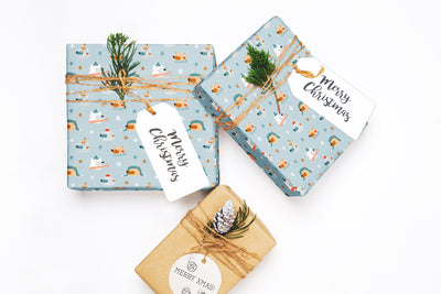 Christmas wrapping paper, Gift wrap sheets with fun boho pattern design, Holiday wrapping paper Xmas gifts, Gifts, Secret Santa, wps0175