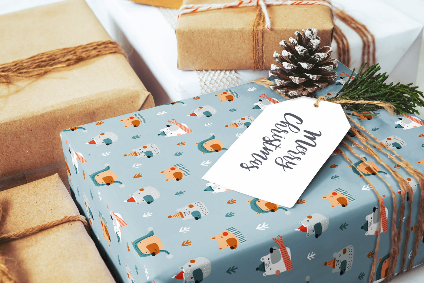 Christmas wrapping paper, Gift wrap sheets with fun boho pattern design, Holiday wrapping paper Xmas gifts, Gifts, Secret Santa, wps0175
