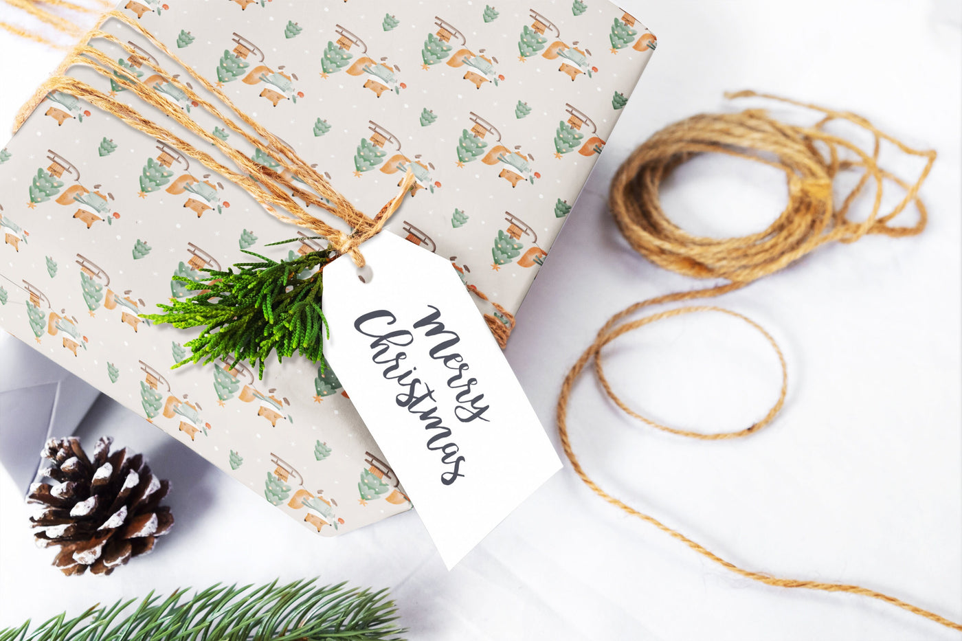 Christmas wrapping paper, Gift wrap sheets with fun boho pattern design, Holiday wrapping paper Xmas gifts, Gifts, Secret Santa, wps0179