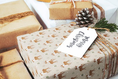Christmas wrapping paper, Gift wrap sheets with fun boho pattern design, Holiday wrapping paper Xmas gifts, Gifts, Secret Santa, wps0181