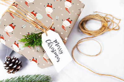 Christmas wrapping paper, Gift wrap sheets with fun boho pattern design, Holiday wrapping paper Xmas gifts, Gifts, Secret Santa, wps0217