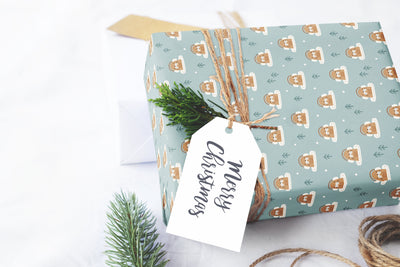 Christmas wrapping paper, Gift wrap sheets with fun boho pattern design, Holiday wrapping paper Xmas gifts, Gifts, Secret Santa, wps0166
