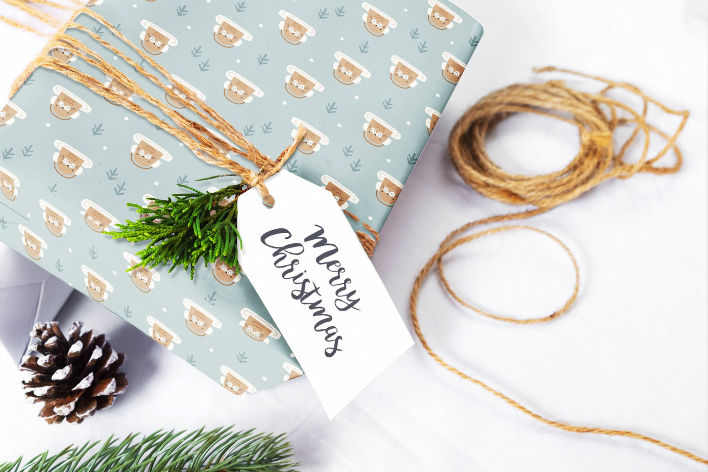 Christmas wrapping paper, Gift wrap sheets with fun boho pattern design, Holiday wrapping paper Xmas gifts, Gifts, Secret Santa, wps0166