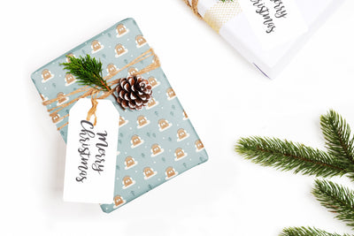 Christmas wrapping paper, Gift wrap sheets with fun boho pattern design, Holiday wrapping paper Xmas gifts, Gifts, Secret Santa, wps0166