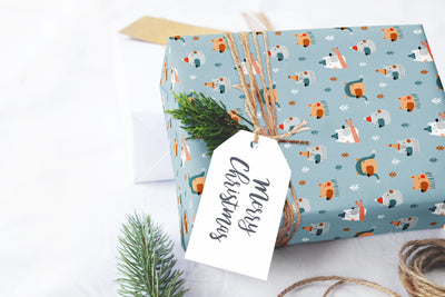 Christmas wrapping paper, Gift wrap sheets with fun boho pattern design, Holiday wrapping paper Xmas gifts, Gifts, Secret Santa, wps0175