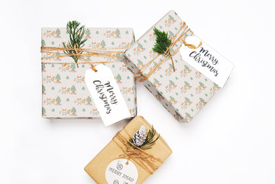 Christmas wrapping paper, Gift wrap sheets with fun boho pattern design, Holiday wrapping paper Xmas gifts, Gifts, Secret Santa, wps0179