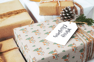 Christmas wrapping paper, Gift wrap sheets with fun boho pattern design, Holiday wrapping paper Xmas gifts, Gifts, Secret Santa, wps0179