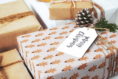 Christmas wrapping paper, Gift wrap sheets with fun boho pattern design, Holiday wrapping paper Xmas gifts, Gifts, Secret Santa, wps0180