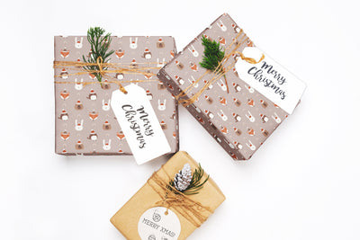 Christmas wrapping paper, Gift wrap sheets with fun boho pattern design, Holiday wrapping paper Xmas gifts, Gifts, Secret Santa, wps0188