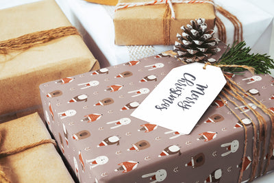 Christmas wrapping paper, Gift wrap sheets with fun boho pattern design, Holiday wrapping paper Xmas gifts, Gifts, Secret Santa, wps0188