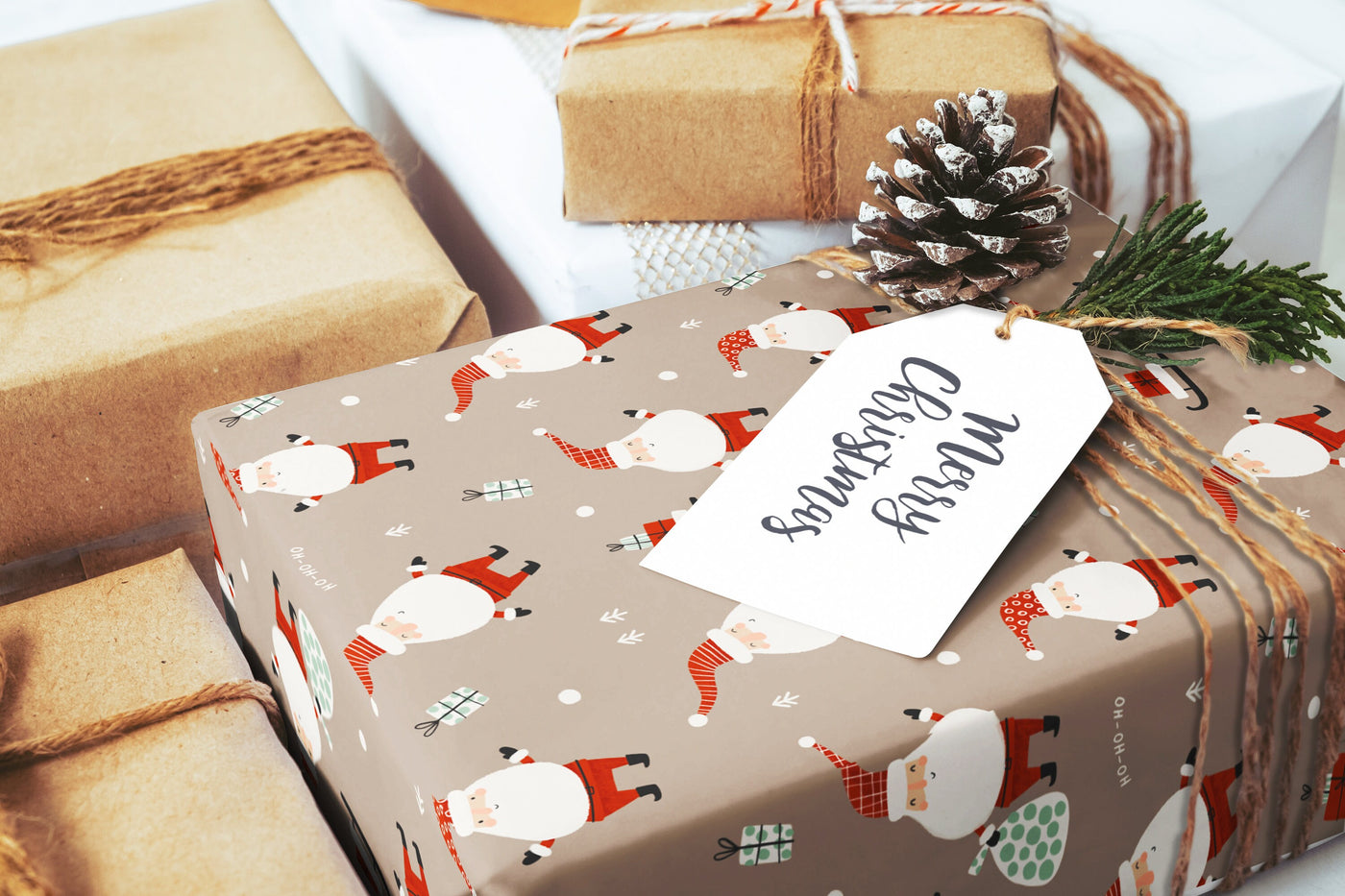 Christmas wrapping paper, Gift wrap sheets with fun boho pattern design, Holiday wrapping paper Xmas gifts, Gifts, Secret Santa, wps0217