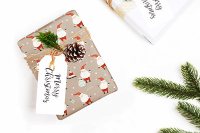 Christmas wrapping paper, Gift wrap sheets with fun boho pattern design, Holiday wrapping paper Xmas gifts, Gifts, Secret Santa, wps0217