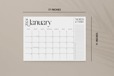 2024 Desk Calendar, SUNDAY start, 11x17 Notepad, Large Desk Pad, January to December, Monthly planner note pad, Tear off notepad calendar