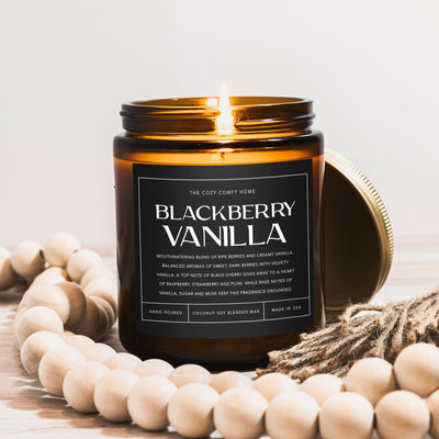 Blackberry Vanilla hand poured candle, Scented Candle, Coconut soy wax candle, Vegan candle, Gift for her, Gift For mom, Gift for Sister