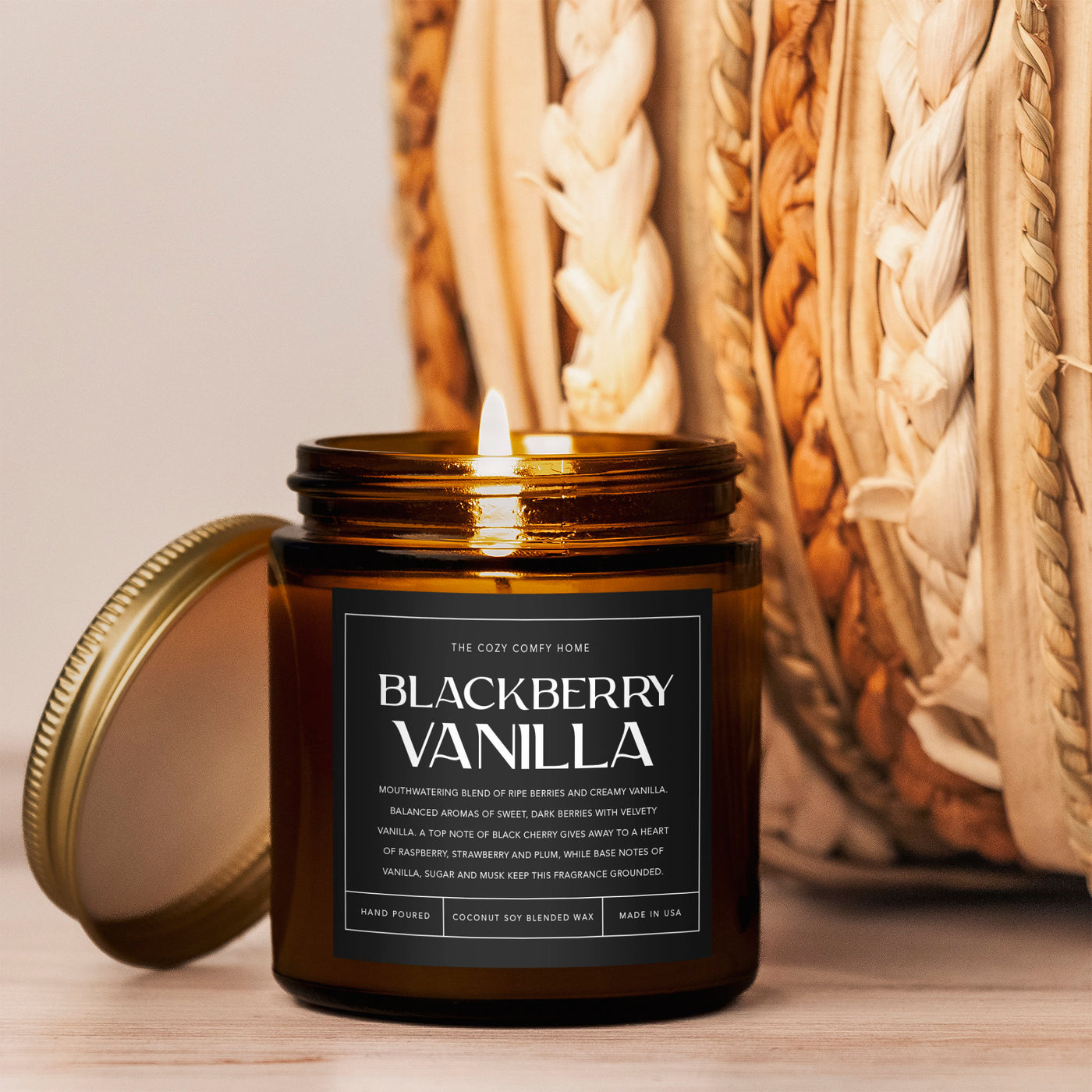 Blackberry Vanilla hand poured candle, Scented Candle, Coconut soy wax candle, Vegan candle, Gift for her, Gift For mom, Gift for Sister