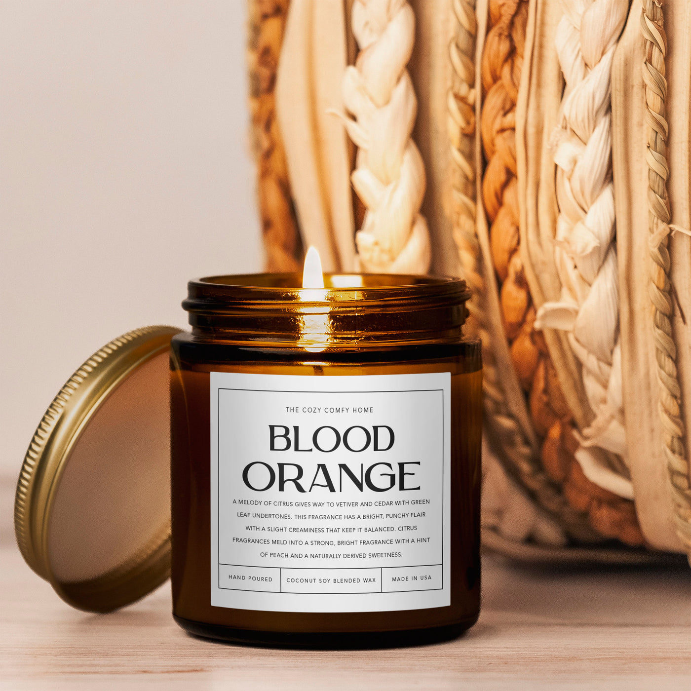 Blood orange hand poured candle, Scented Candle, Coconut soy wax candle, Vegan candle, Gift for her, Gift For mom, Gift for Sister