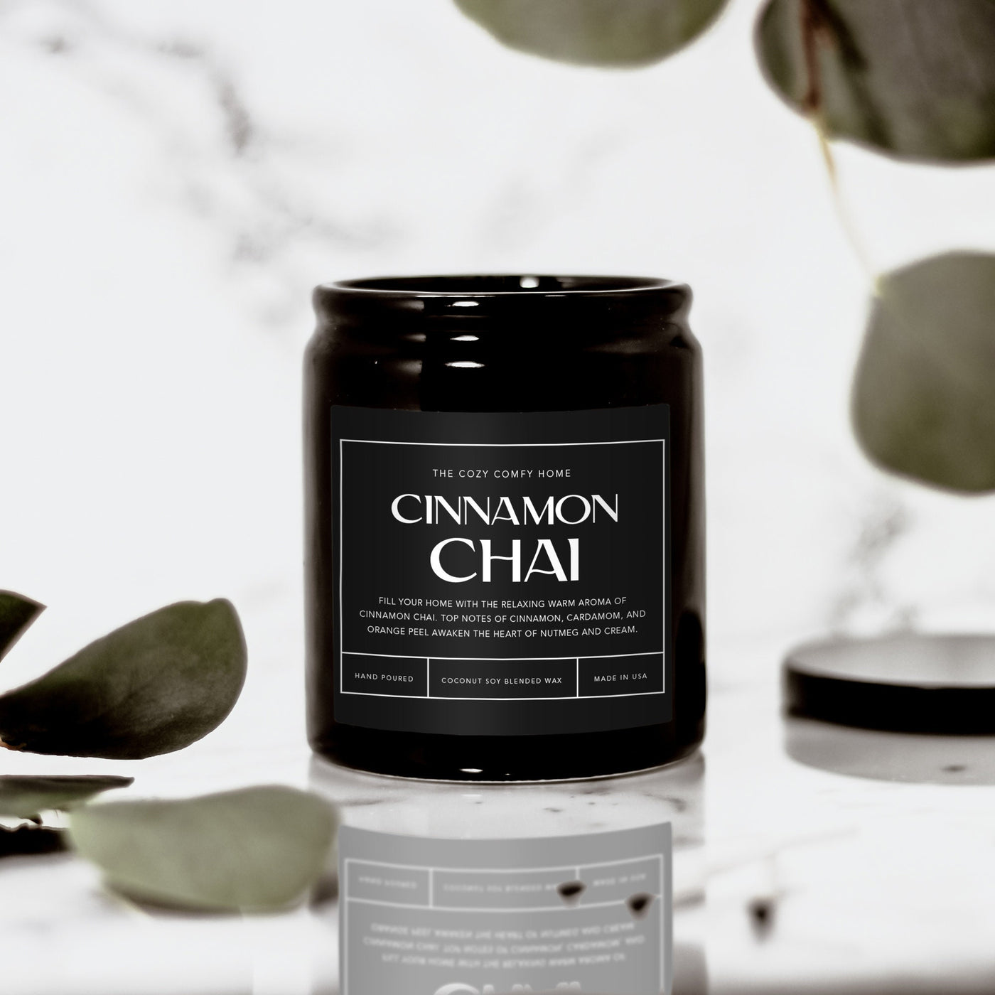 Cinnamon Chai hand poured candle, Scented Nontoxic Vegan Candle, 8 oz coconut soy wax tin candle, Black or White Ceramic Candle, Jar Candle