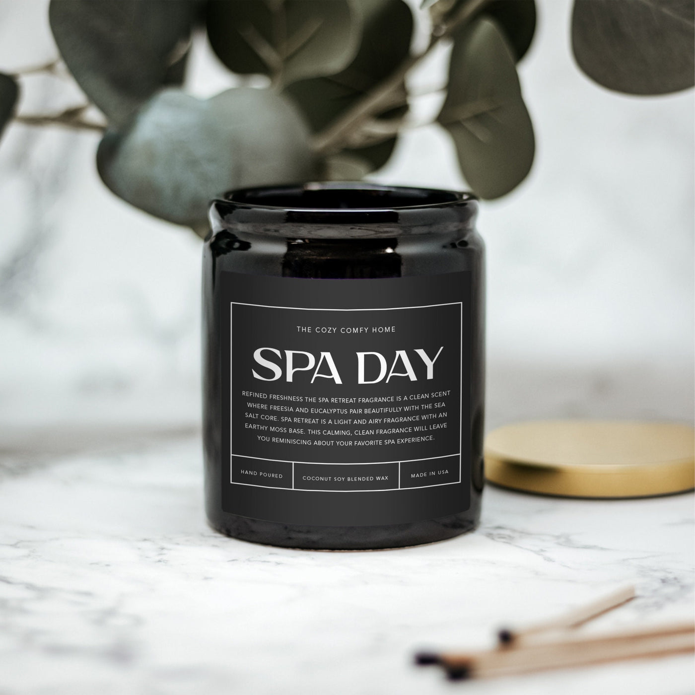 Spa Day hand poured candle, Scented Nontoxic Vegan Candle, 8 oz coconut soy wax candle, Black or White ceramic jar, Wholesale Available