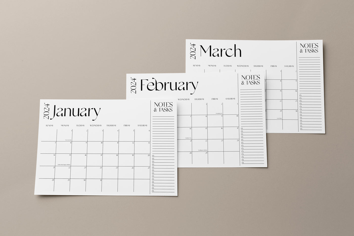 2024 Desk Calendar, SUNDAY start, 11x17 Notepad, Large Desk Pad, January to December, Monthly planner note pad, Tear off notepad calendar