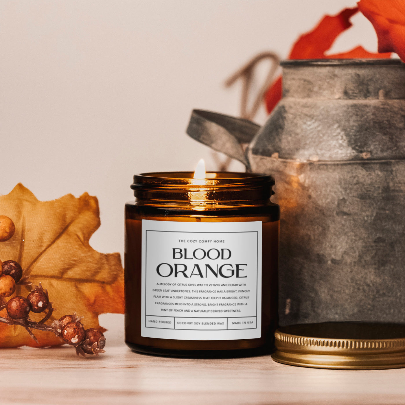Blood orange hand poured candle, Scented Candle, Coconut soy wax candle, Vegan candle, Gift for her, Gift For mom, Gift for Sister