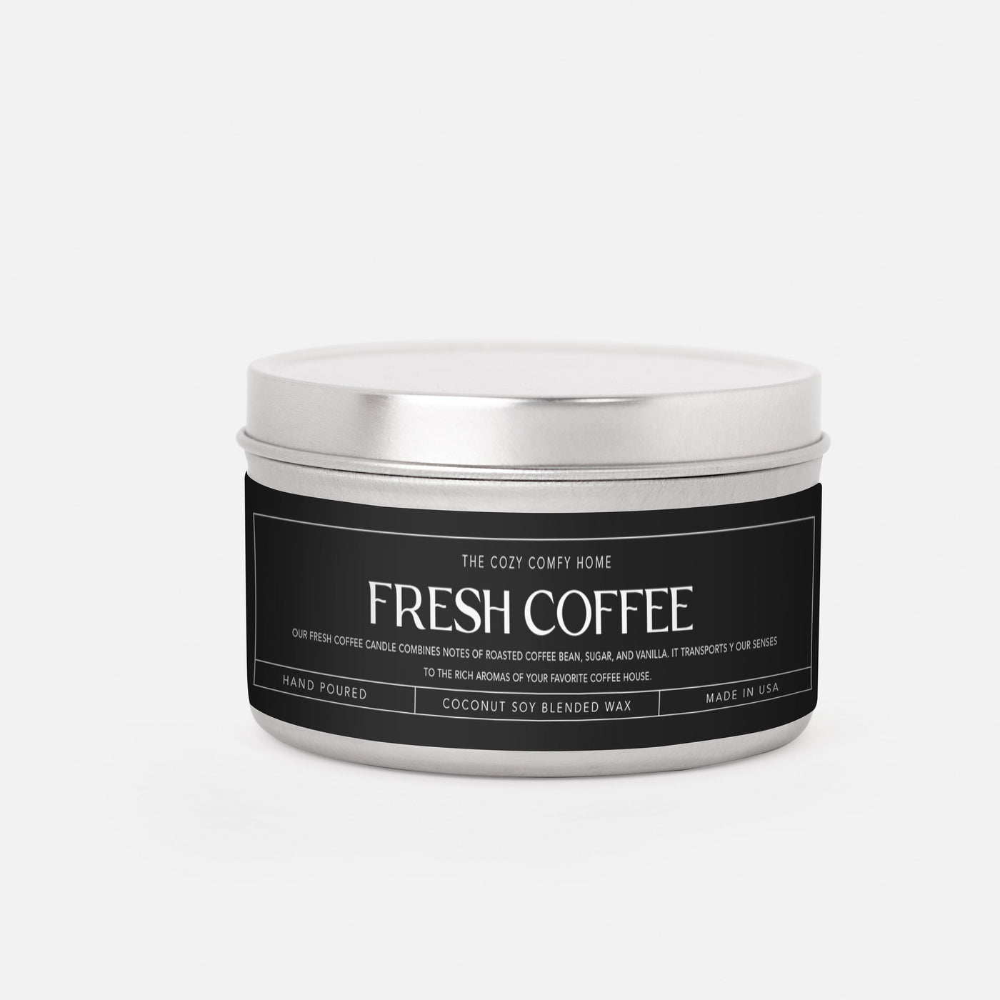 Fresh Coffee hand poured candle, Scented Vegan Candle, 4 oz or 8 oz coconut soy wax tin candle, Gift for her, Gift For mom Gift for Sister